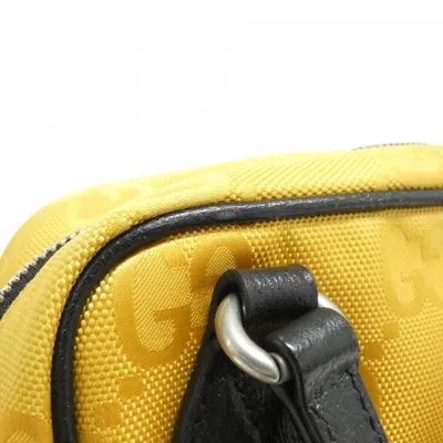 Pre-owned Gucci Black Yellow Nylon Leather Shoulder Bag ()