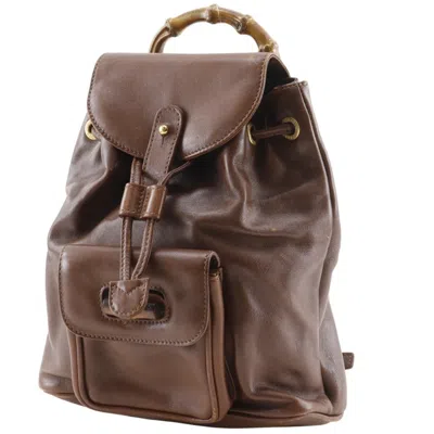 Pre-owned Gucci Brown Leather Backpack ()