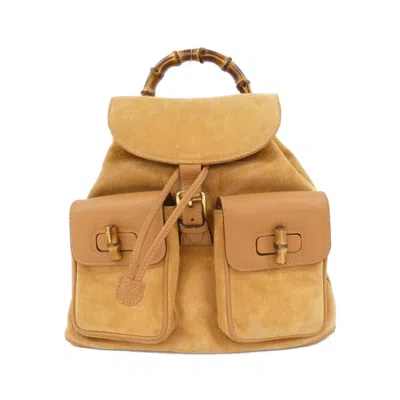 Pre-owned Gucci Brown Suede Backpack ()