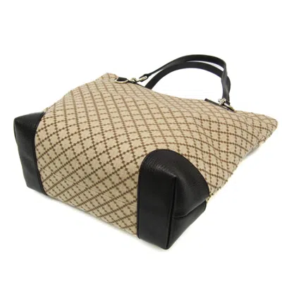 Pre-owned Gucci Diamante Beige Brown Canvas Leather Tote Bag ()