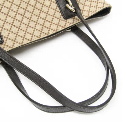 Pre-owned Gucci Diamante Beige Brown Canvas Leather Tote Bag ()