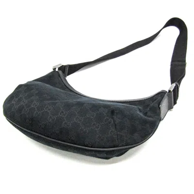 Pre-owned Gucci Gg Canvas Black Gg Canvas Leather Shoulder Bag ()