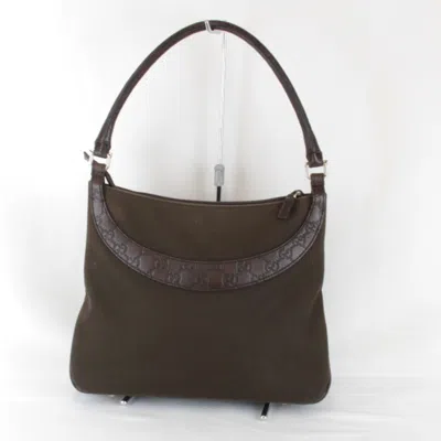 Pre-owned Gucci Khaki Canvas Shoulder Bag ()