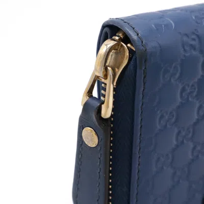 Pre-owned Gucci Microssima Blue Leather Wallet (bi-fold) ()