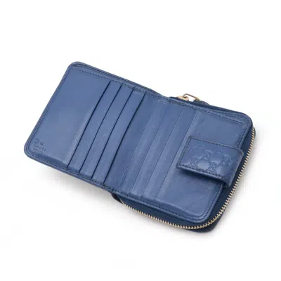 Pre-owned Gucci Microssima Blue Leather Wallet (bi-fold) ()