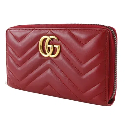Pre-owned Gucci Red Color Leather Long Wallet (bi-fold) ()