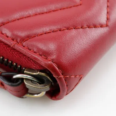 Pre-owned Gucci Red Color Leather Long Wallet (bi-fold) ()