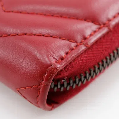 Pre-owned Gucci Red Color Leather Long Wallet (bi-fold) ()