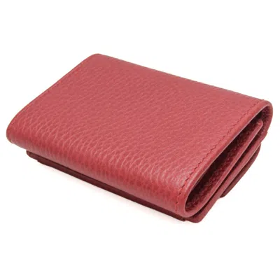 Pre-owned Gucci Red Color Leather Wallet (tri-fold) ()