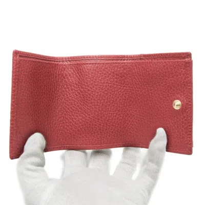 Pre-owned Gucci Red Color Leather Wallet (tri-fold) ()