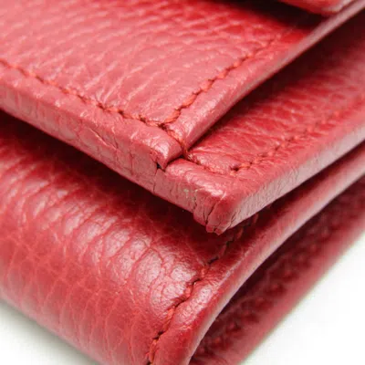 Pre-owned Gucci Red Color Leather Wallet (tri-fold) ()