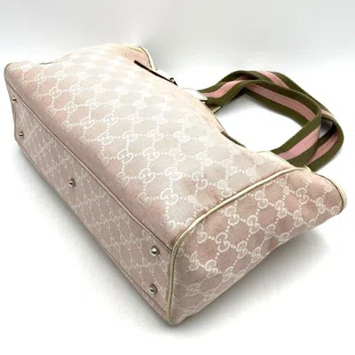 Pre-owned Gucci Sherry Line Pink Gg Canvas Tote Bag ()