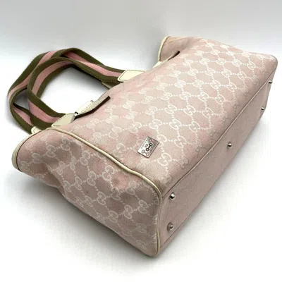 Pre-owned Gucci Sherry Line Pink Gg Canvas Tote Bag ()