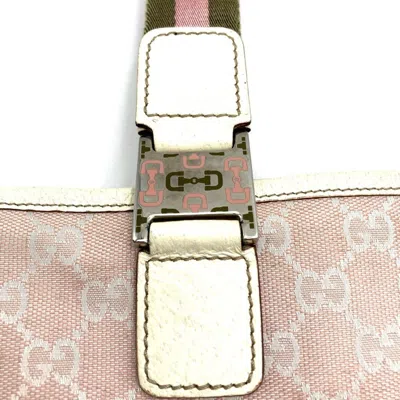 Pre-owned Gucci Sherry Line Pink Gg Canvas Tote Bag ()