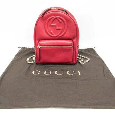 Pre-owned Gucci Soho Red Color Leather Backpack ()