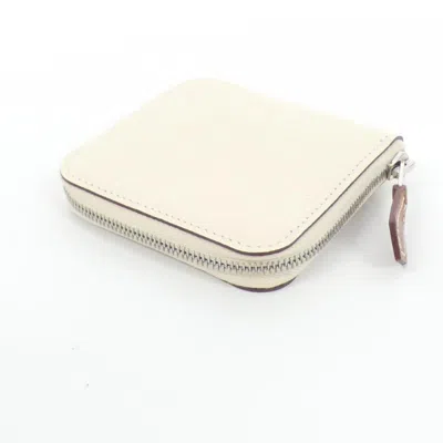 Pre-owned Hermes Beige Biscuit Epsom Leather Silk Coin Purse/coin Case ()
