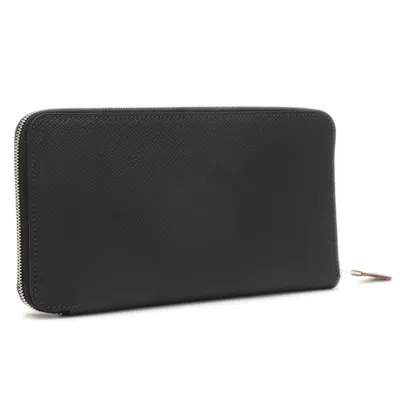 Pre-owned Hermes Black Epsom Leather Long Wallet (bi-fold) ()