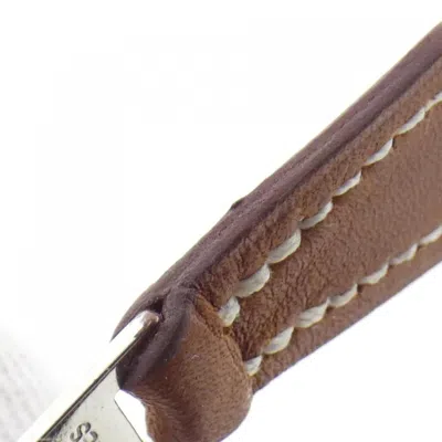 Pre-owned Hermes Beige Biscuit Epsom Leather Silk Coin Purse/coin Case ()