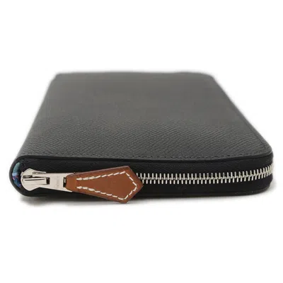 Pre-owned Hermes Black Epsom Leather Long Wallet (bi-fold) ()