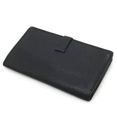 Pre-owned Hermes Black Chevre Myzore Leather Long Wallet (bi-fold) ()
