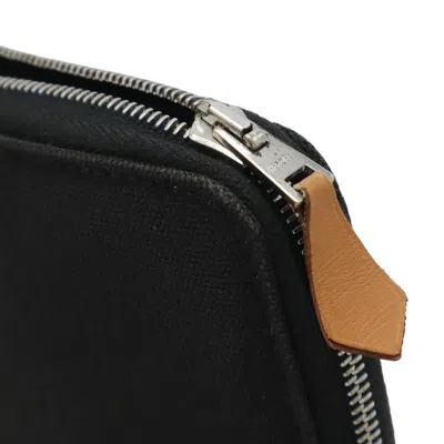 Pre-owned Hermes Black Gray Canvas Long Wallet (bi-fold) ()
