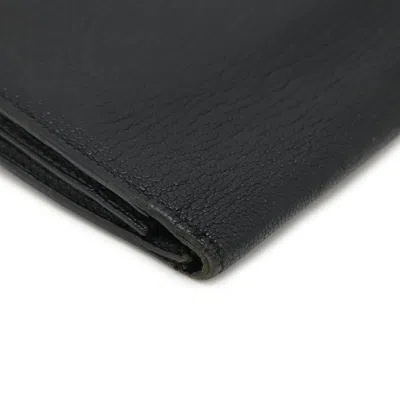 Pre-owned Hermes Black Chevre Myzore Leather Long Wallet (bi-fold) ()