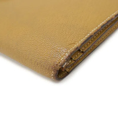 Pre-owned Hermes Black Yellow Chevre Myzore Leather Long Wallet (bi-fold) ()
