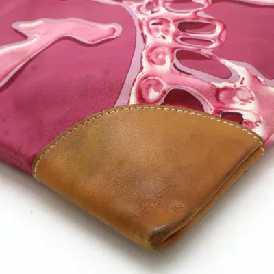 Pre-owned Hermes Brown Pink Purple Barenia Leather Silk Pouch Shoulder Bag ()