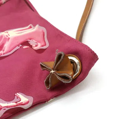 Pre-owned Hermes Brown Pink Purple Barenia Leather Silk Pouch Shoulder Bag ()