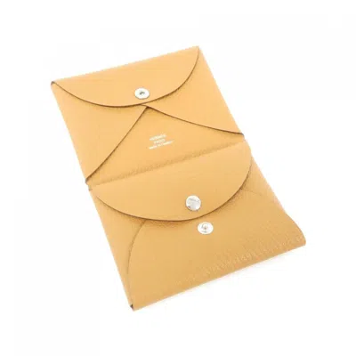 Pre-owned Hermes Caramel Chevre Leather Coin Purse/coin Case () In Brown