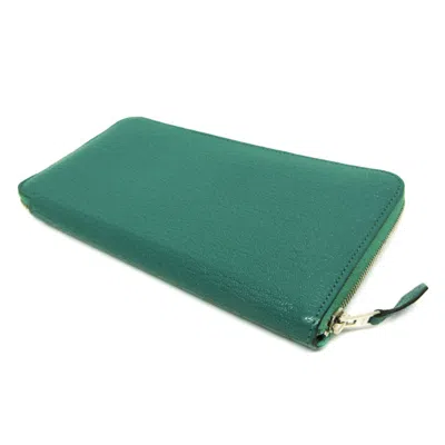 Pre-owned Hermes Green Chevre Myzore Leather Long Wallet (bi-fold) ()