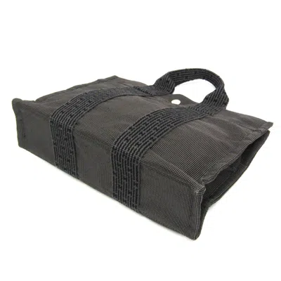 Pre-owned Hermes Her Line Black Gray Polyamide Polyester Tote Bag ()