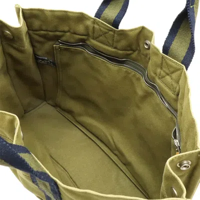 Pre-owned Hermes Green Khaki Navy Canvas Handbag Tote Bag ()