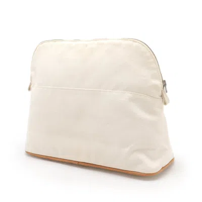 Pre-owned Hermes Ivory Canvas Clutch Bag Pouch ()