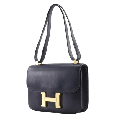 Pre-owned Hermes Navy Box Calf Leather Shoulder Bag ()