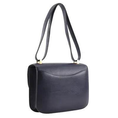 Pre-owned Hermes Navy Box Calf Leather Shoulder Bag ()
