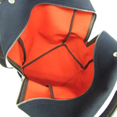 Pre-owned Hermes Navy Toile Chevron Leather Backpack ()
