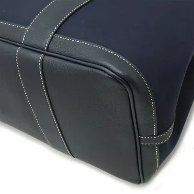 Pre-owned Hermes Navy Toile Officier Leather Handbag Tote Bag ()