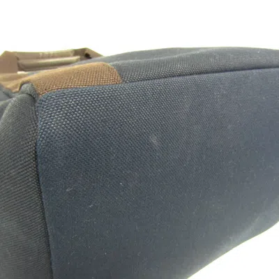 Pre-owned Hermes Navy Toile Chevron Leather Backpack ()