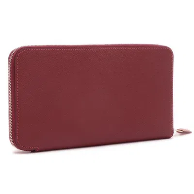 Pre-owned Hermes Rouge H Epsom Leather Long Wallet (bi-fold) () In Red