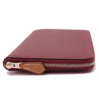 Pre-owned Hermes Rouge H Epsom Leather Long Wallet (bi-fold) () In Red