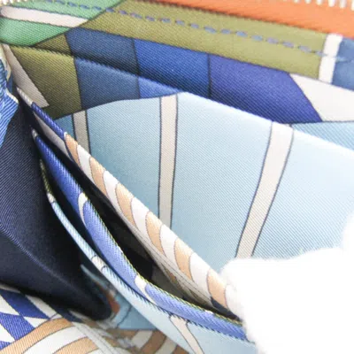 Pre-owned Hermes Silk'in Blue Brown Epsom Leather Long Wallet (bi-fold) () In Multi