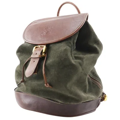Pre-owned Loewe Black Brown Green Suede Backpack ()
