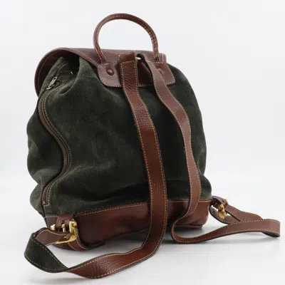 Pre-owned Loewe Black Brown Green Suede Backpack ()