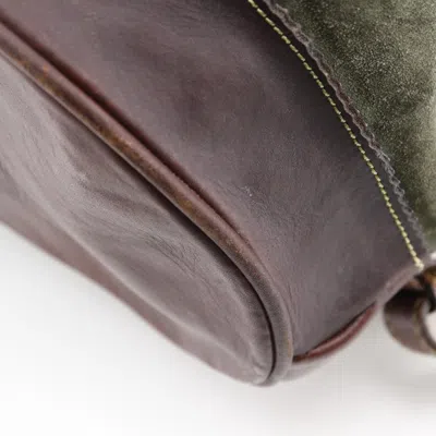 Pre-owned Loewe Black Brown Green Suede Backpack ()