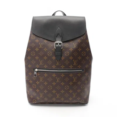 Pre-owned Louis Vuitton Black Brown Coated Canvas Pvc Monogram Leather Backpack ()