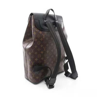 Pre-owned Louis Vuitton Black Brown Coated Canvas Pvc Monogram Leather Backpack ()