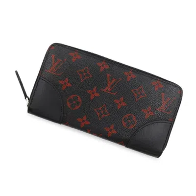 Pre-owned Louis Vuitton Black Khaki Noir Red Color Monogram Long Wallet (bi-fold) ()