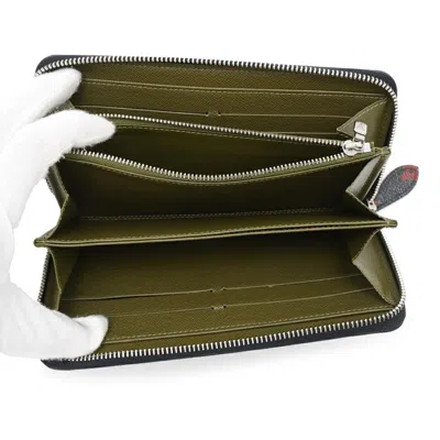 Pre-owned Louis Vuitton Black Khaki Noir Red Color Monogram Long Wallet (bi-fold) ()