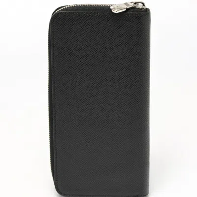 Pre-owned Louis Vuitton Black Noir Taiga Leather Long Wallet (bi-fold) ()